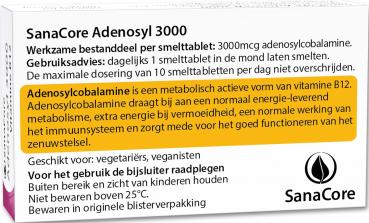 SanaCore Adenosyl 3000 Vitamine B12, 60 smelttabletjes