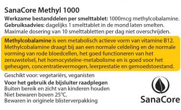 SanaCore Methyl 1000 Vitamine B12, 60 smelttabletjes