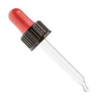 Flacon compte-gouttes 50 ml 18 mm verre d'apothicaire en verre ambré avec bouchon en plastique noir / rouge avec pipette en verre