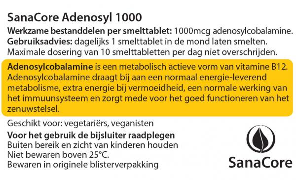 SanaCore Adenosyl 1000 Vitamine B12,  60 Schmelztabletten