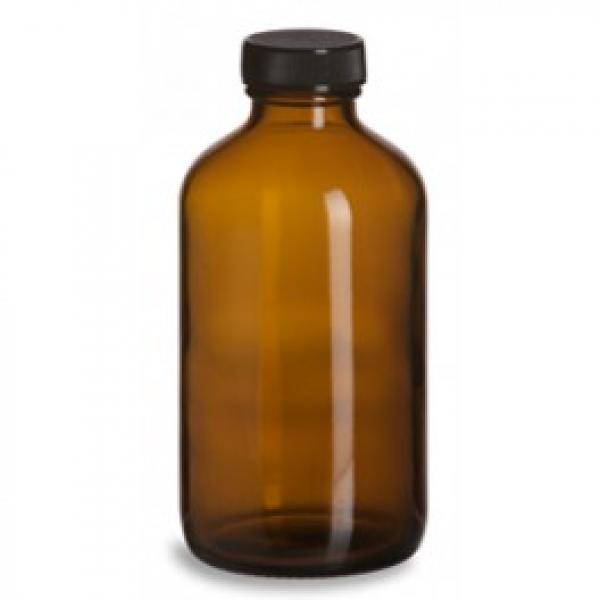 Pharmaz. Brown glass bottle with plastic screw cap
